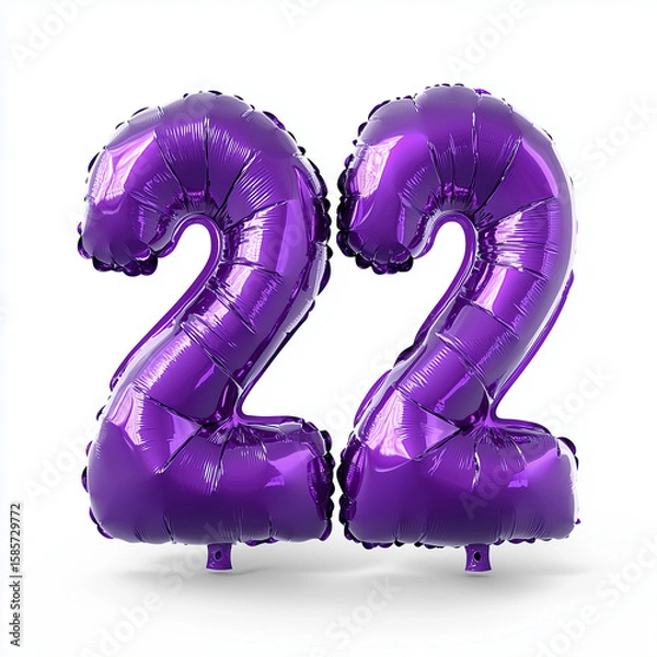 Obraz Purple foil number balloons in shape of 22 for celebrations  