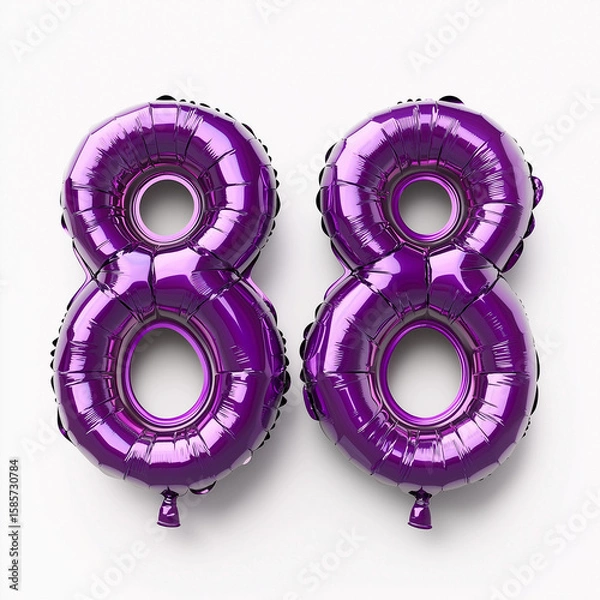 Obraz Purple foil number balloons arranged to form the number 88  