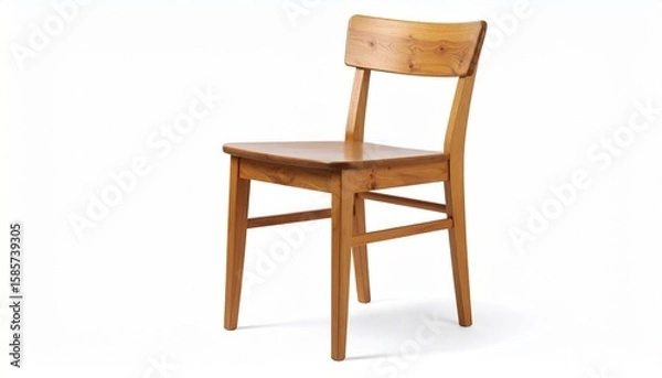 Obraz A light wooden chair with a flat seat, curved backrest, and X-shaped support—symbolizing stability, crafted simplicity, and the structural poetry of everyday design
