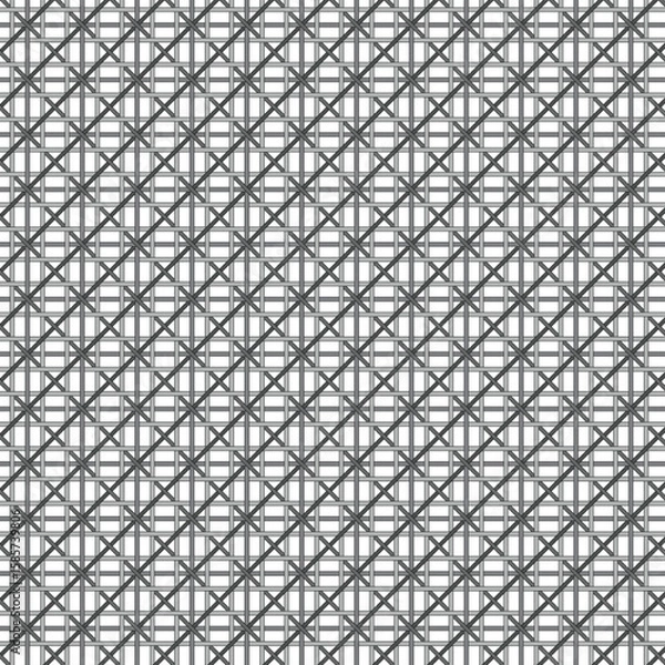 Obraz gray tones seamless lattice caning pattern on white background