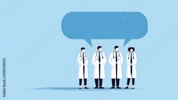Fototapeta Medical Team Communication with Speech Bubbles – Vector Illustration