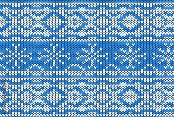 Obraz Knitting Christmas vector background snowflakes