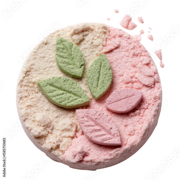 Fototapeta Colorful Bath Bomb with Leaf Shapes, Relaxation and Spa Essentials