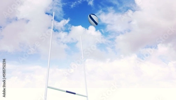 Obraz Rugby ball flying between posts
