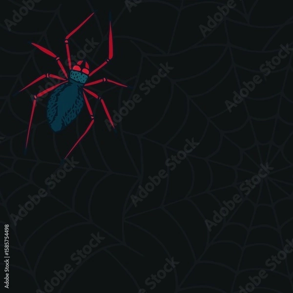 Obraz Digital image of spider on web
