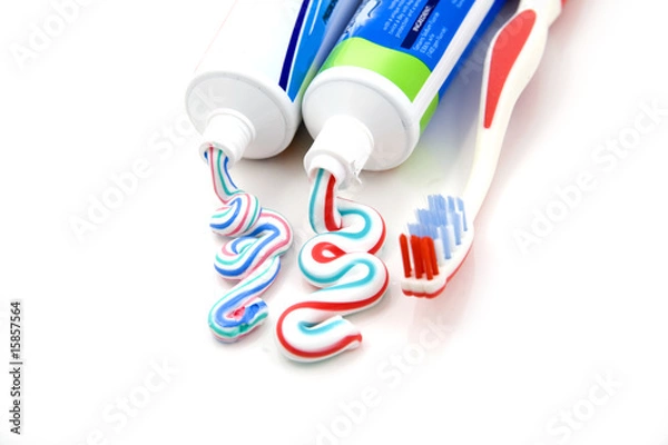 Fototapeta Toothbrush and toothpaste