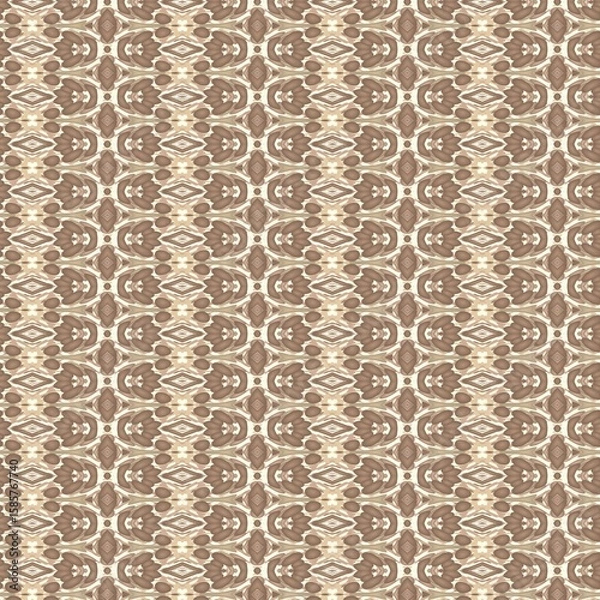 Fototapeta Intricate, repeating pattern with warm brown and beige tones, resembling decorative textile or wallpaper
