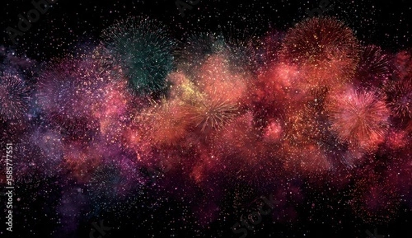 Fototapeta Cosmic fireworks explode across a nebula of vibrant colors