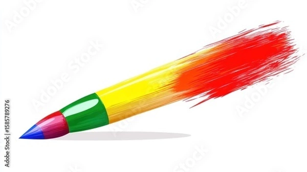 Fototapeta Colorful paintbrush tip, streaked with vibrant colors