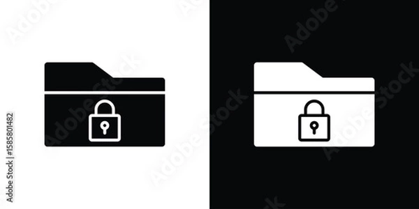 Fototapeta Folder security icon Flat Vector illustration. Simple black symbols