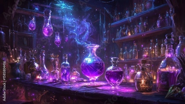 Fototapeta Mysterious alchemy laboratory