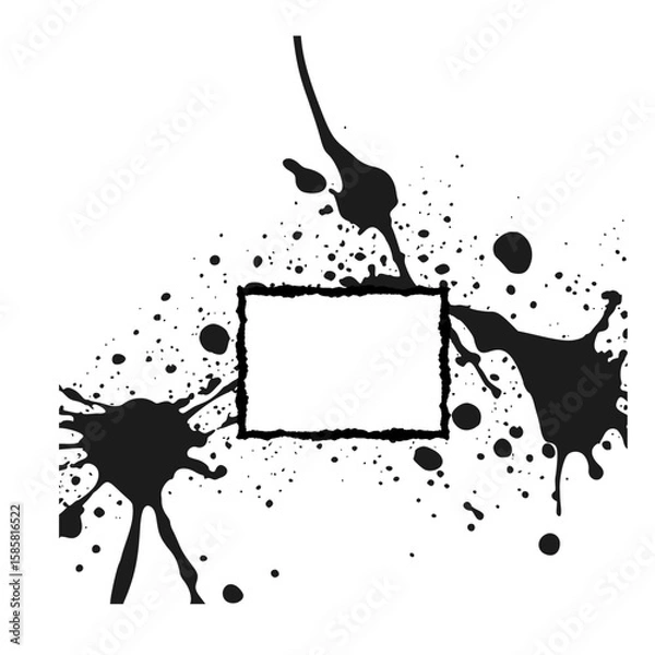 Obraz Ink Grunge Rectangle Border SVG 04