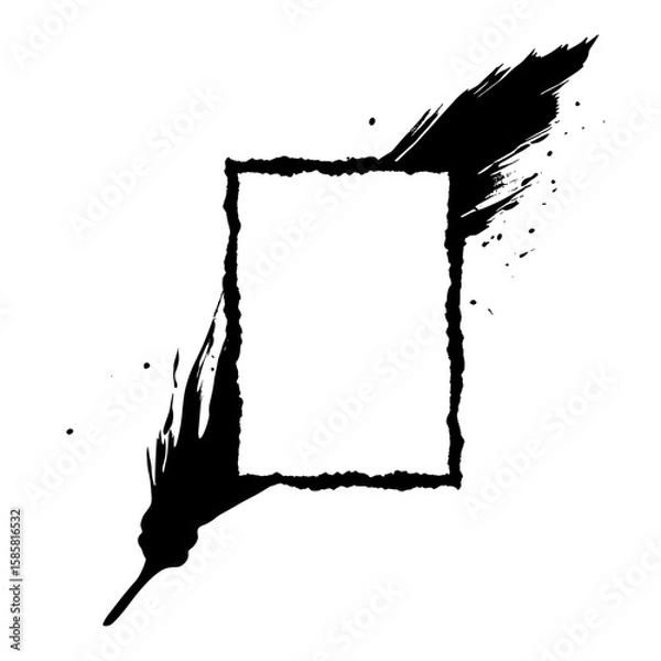 Obraz Ink Grunge Rectangle Border SVG 07