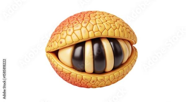 Fototapeta Abstract Open Fruit Shell with Striped Core
