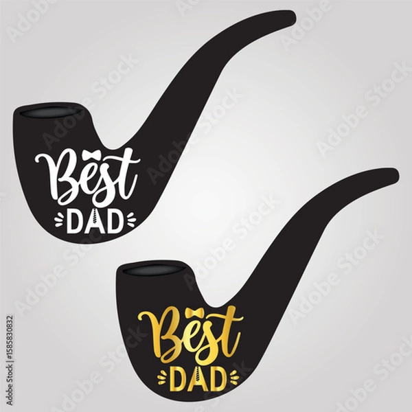 Fototapeta Vector smoking pipe isolated drawing. smoking pipe vector design on white background. Best dad vector. best dad typography.