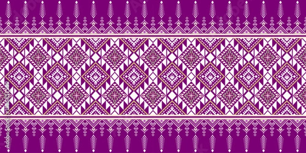 Obraz Geometric ethnic oriental seamless pattern traditional Design for background, carpet, wallpaper, clothing, wrapping, Batik fabric, Vector, illustration