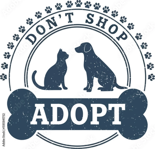 Obraz Adopt a pet logo featuring dog, cat and paw prints design