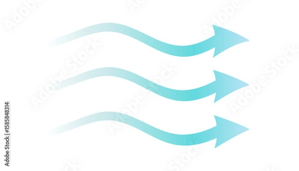 Fototapeta Icon of wavy arrows characterizing the direction of air movement. Represents cool fresh streams from an air conditioner. Vector illustration isolated on a white background. EPS10