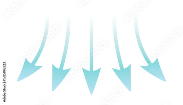 Fototapeta blue arrows illustrating air flow and wind direction. Represents cool fresh streams from an air conditioner. Vector illustration isolated on a white background. EPS10