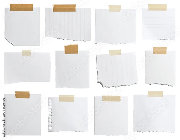 Fototapeta paper taped sticky note isolated on transparent png clipping path
