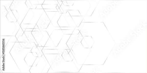 Fototapeta Modern minimal and clean white gold background with realistic line wave geometric circle shape, abstract white and gold colors with lines pattern texture computer geometric digital connection design .