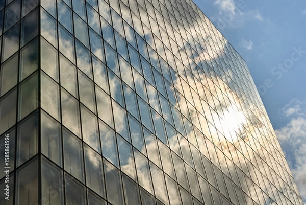 Obraz Blinding Light: Sunburst on Glass Facade