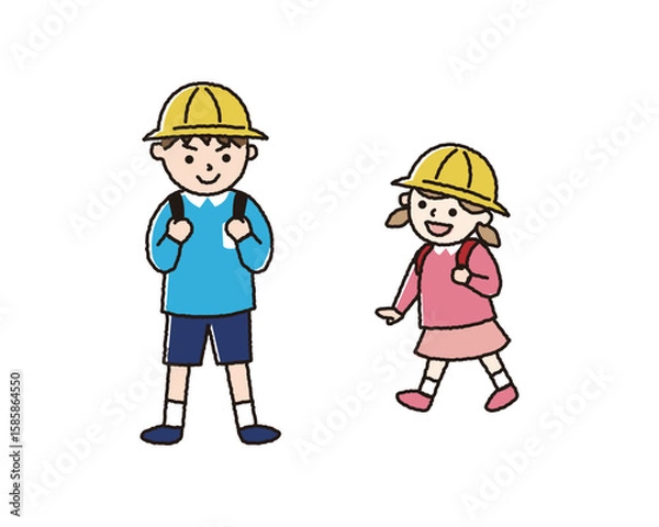 Obraz 小学校中学年くらいの男の子と、小学校低学年の女の子