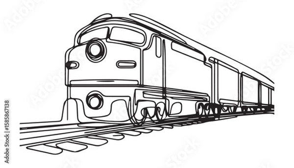 Fototapeta Continuous one single minimal line drawing train