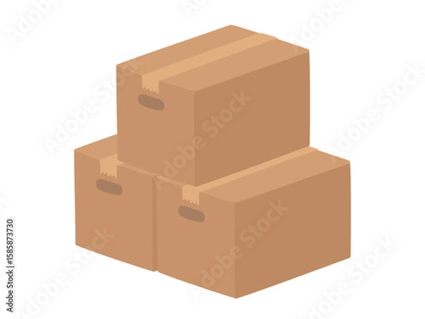 Obraz 3個の積まれた段ボールのイラスト