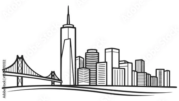 Fototapeta Iconic New York City Skyline and Bridge Panorama