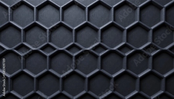 Obraz Detailed dark gray hexagonal honeycomb pattern with raised edges and subtle texture