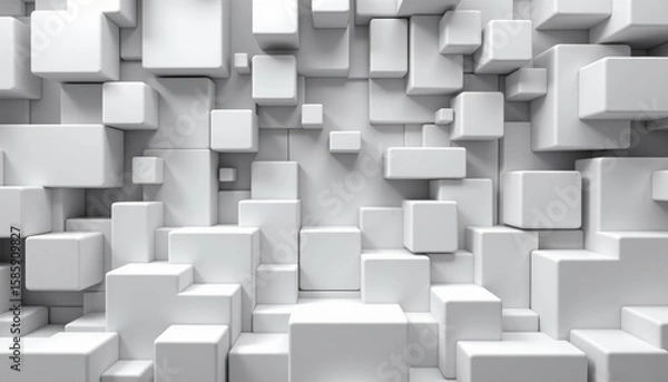 Obraz Textured white cubes with rounded edges arranged in a dynamic dimensional pattern
