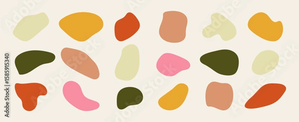 Fototapeta Set of irregular round blot form graphic element. Organic abstract fluid shapes isolated on white background. stock illustration