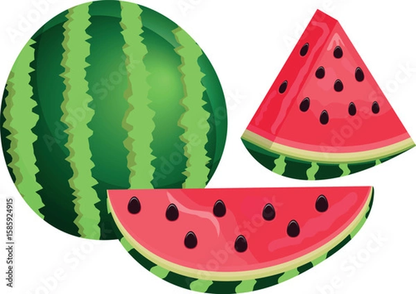 Obraz Cartoon watermelon on transporent background