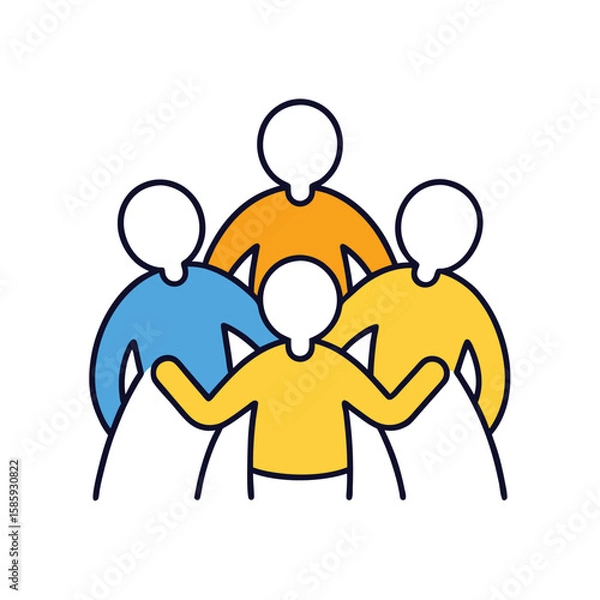 Obraz team huddle doodle style on white 