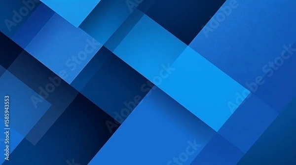 Obraz Geometric abstract background with overlapping blue rectangles and squares pattern