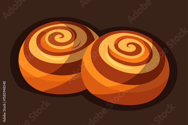 Fototapeta  cinnamon rolls glowing under moody light