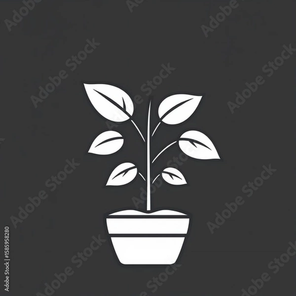 Fototapeta Pot plant outline icon with linear style . Plant in pot simple line vector icon for mobile concept and web design. Single potter plan.