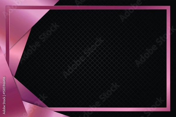 Fototapeta glossy metallic rose pink gradient frame black background design