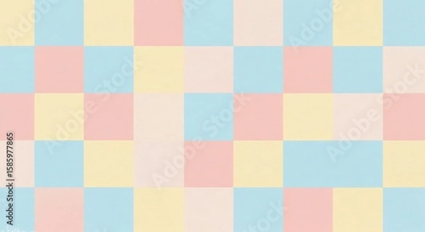 Obraz Pastel Square Pattern in Light Blue Yellow Pink Checkerboard Design