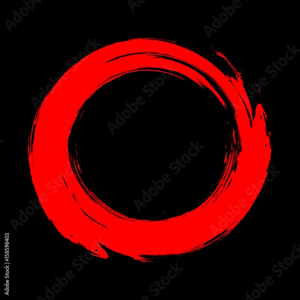 Obraz A red circle with a brush on a black background