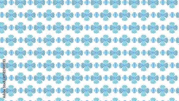Fototapeta Seamless 3D geometric floral pattern in blue on white background. Perfect for backgrounds, textiles, digital prints, wallpapers, packaging, and modern decorative design.