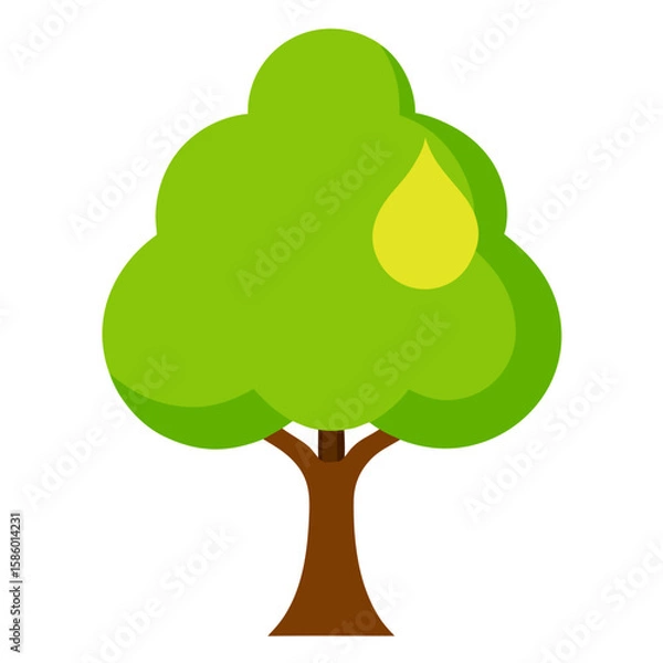 Fototapeta green tree with green leaves