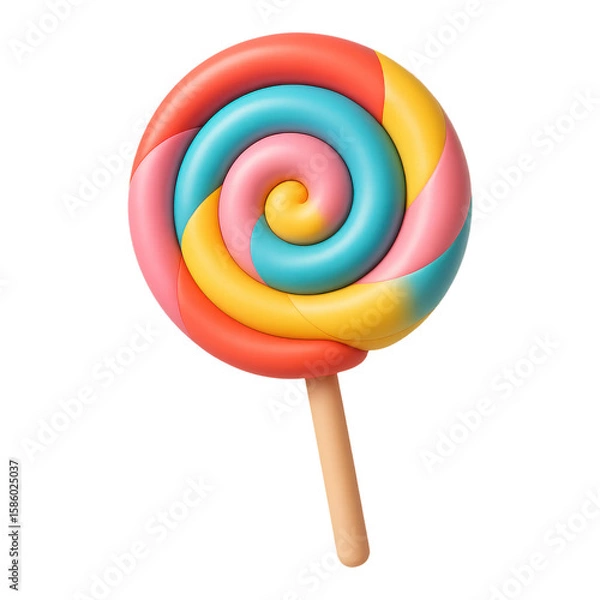 Fototapeta 3D illustration of lollipop with swirl with transparent background