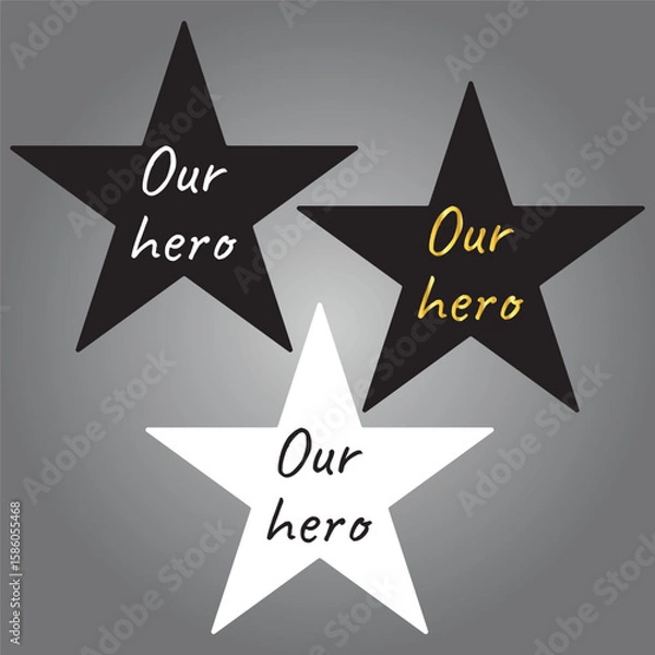 Fototapeta Hand drawn holiday lettering. Modern brush calligraphy. Our hero. Handwritten phrase You are my hero, Our hero. Motivational and inspirational quote. superhero text effect. Vector illustration.