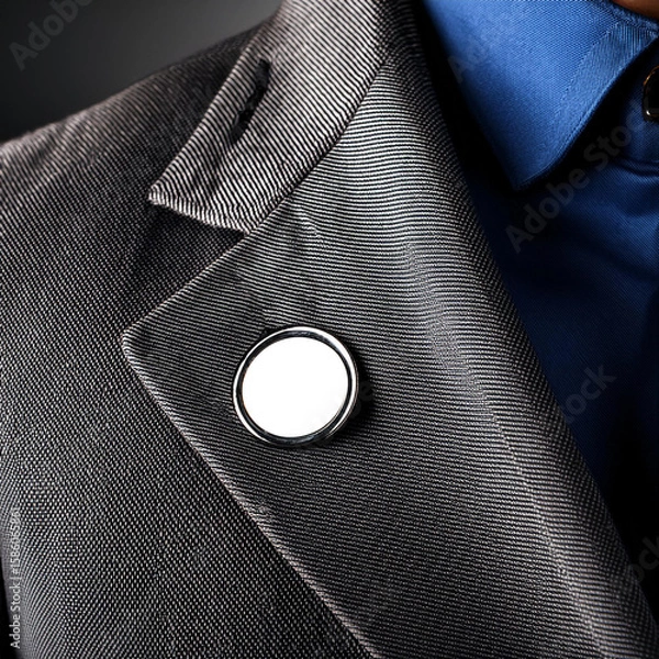 Fototapeta Elegant Suit Lapels with Blank Round Pin Badges Ideal for Mockup