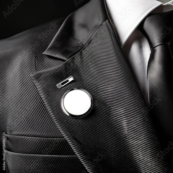 Fototapeta Elegant Suit Lapels with Blank Round Pin Badges Ideal for Mockup