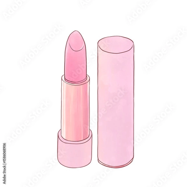 Obraz ピンク色のかわいいリップスティックのイラスト