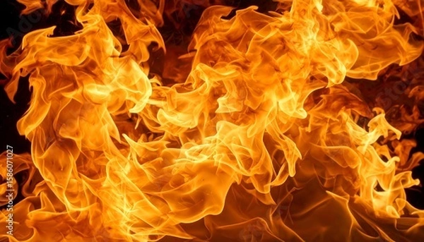 Fototapeta Abstract close-up of fiery flames