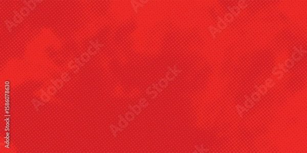 Obraz Abstract dots halftone red color pattern gradient texture with technology digital background. Pop art comics style.